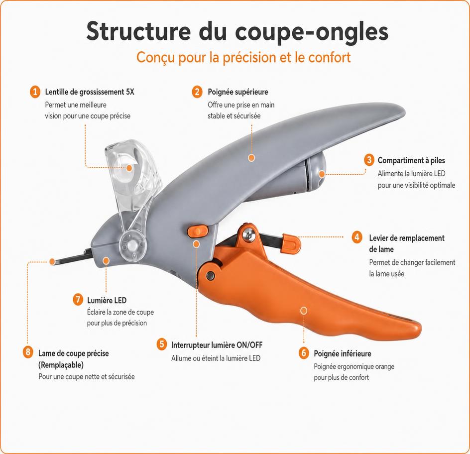 Coupez les griffes en toute précision, même dans la pénombre 💡